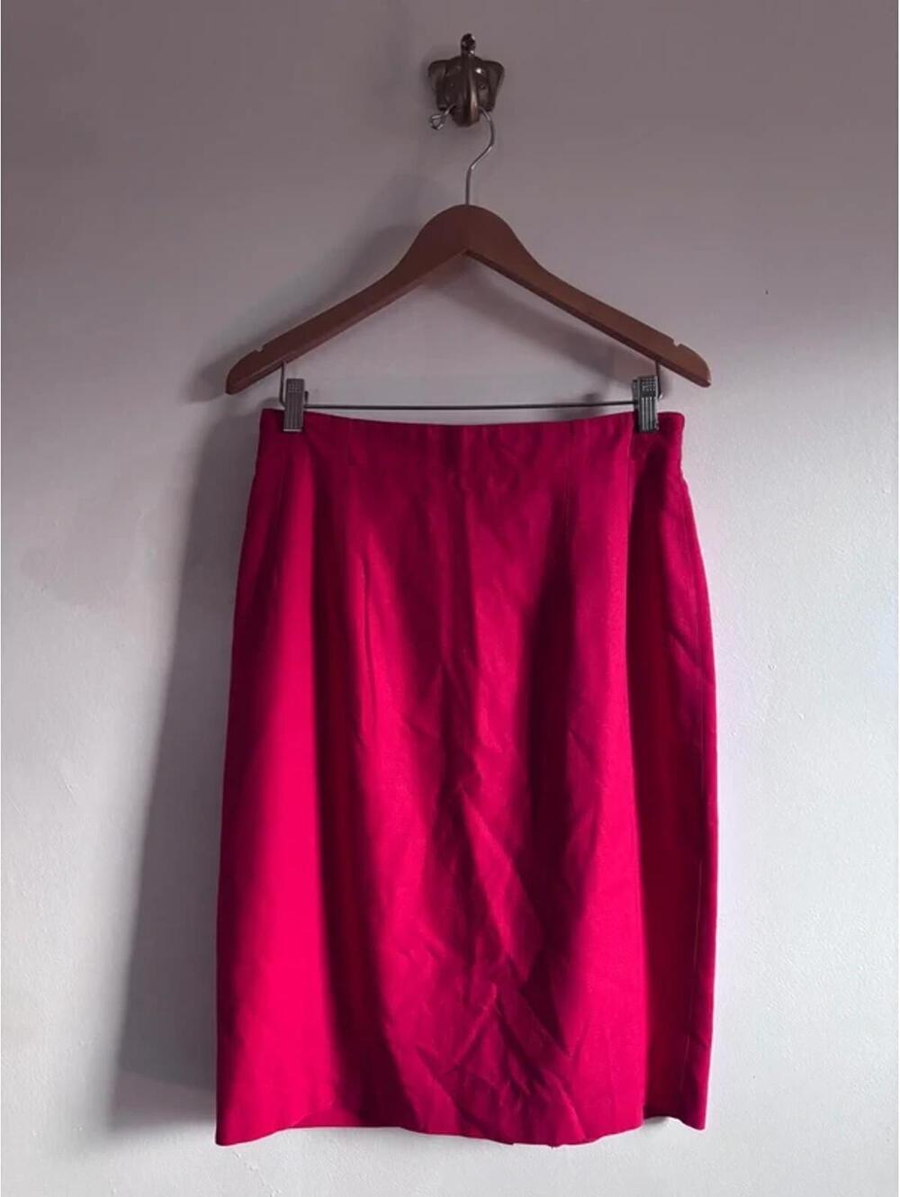 Pacific Silk 100% Silk Pencil Skirt in Red size US12